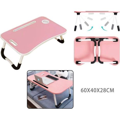 TrAdE Shop Traesio - Tavolino Pieghevole Rosa Supporto Per Computer Portatile Laptop Salvaspazio Casa - (1/3)