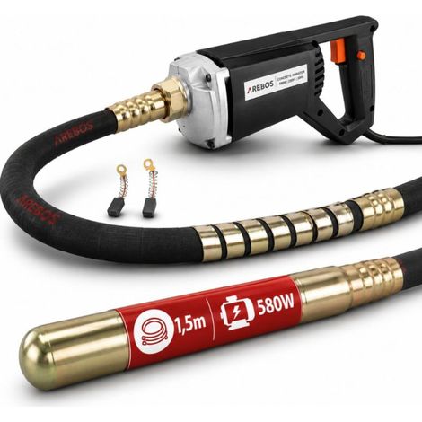 Vibrateur à béton électrique 580 W, tête cylindrique 35 mm et tuyau 1,5 m (1/5)