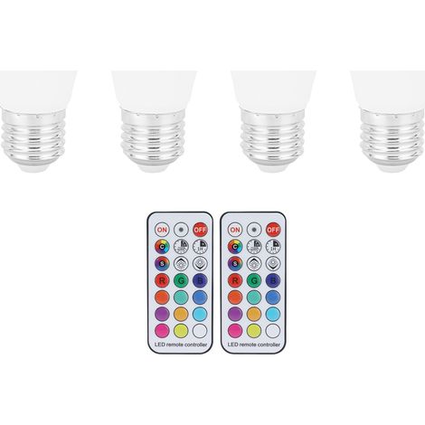 Lot de 4 ampoules LED RGB 12 couleurs, 5W, 500 lumens, changeantes, dimmables, culot E27/E26, ampoules spirales colorées (1/5)