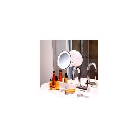 Cellfast – Miroir grossissant LED 10x avec ventouse – Rotation 360° – Éclairage lumineux pour salle de bain et maquillage – Dimensions Ø 18 cm