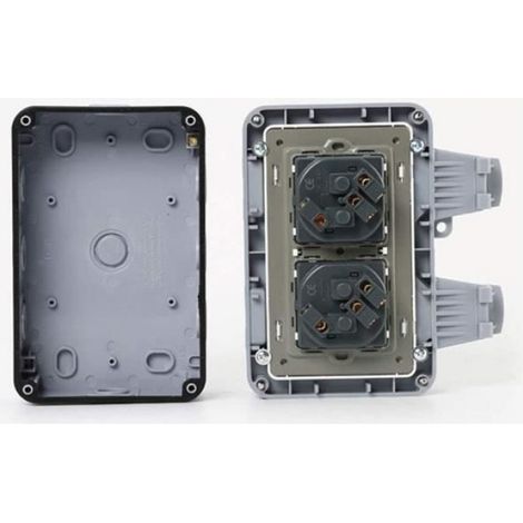 Prise électrique extérieure - Étanche - IP66 - Double prise - 16A - Protection UV (1/4)
