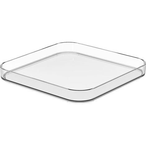 Couvercle Carré Transparente Organisateur de cuisine, salle de bain, bureau, réfrigérateur Apte alimentaire et sans BPA L20 x W20 x H2.5 cm (1/4)