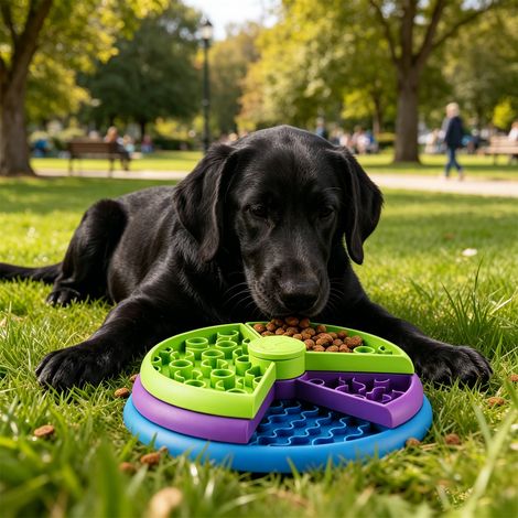 Slow Feeder Dog Bowl – 3-Level Puzzle Feeder for Large, Medium & Small Dogs Spinning Lick Bowl for Liquid Treats, Peanut Butter & Wet Food BPA-Free Dog Enrichment Bowl (1/5)