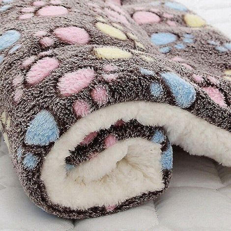 Tapis pour animaux de compagnie à motifs de pattes pour chat, chien et chiot, coussin, matelas en polaire douce et chaude, 1 pièce - café/empreinte de patte, 61 x 41 cm (1/5)