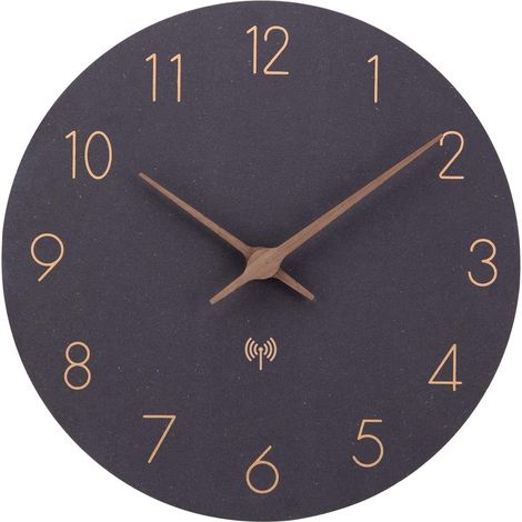 30 cm Bois MDF Radio Pilotée Horloge Murale sans Tic - Tac, Silencieuse, Horloge Numérique Murale Design Moderne Digitale, Grande pour la Chambre, la Maison, la Cuisine, la Chambre à Coucher (1/5)