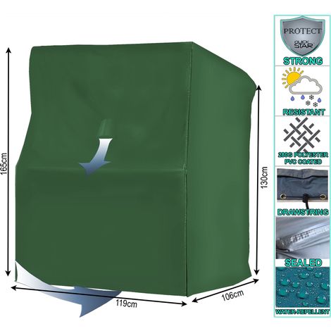 Schutzhülle Strandkorb L 119 x 106 x 160 cm Olivgrün Polyester - PVC Plane 280 g/m² Wasserdicht Strandkorbhülle Abdeckung