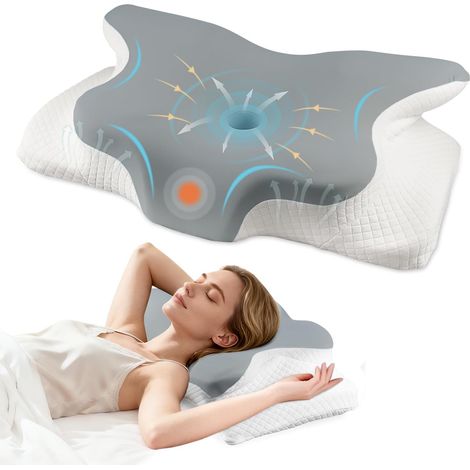 Oreiller Cervical Ergonomique, Oreiller Orthopédique à Mémoire de Forme pour la Nuque, Oreiller Ergonomique Cervical pour Dormir sur Le Côté et Le Dos, pour Améliorer la Posture Del Sommeil (1/5)