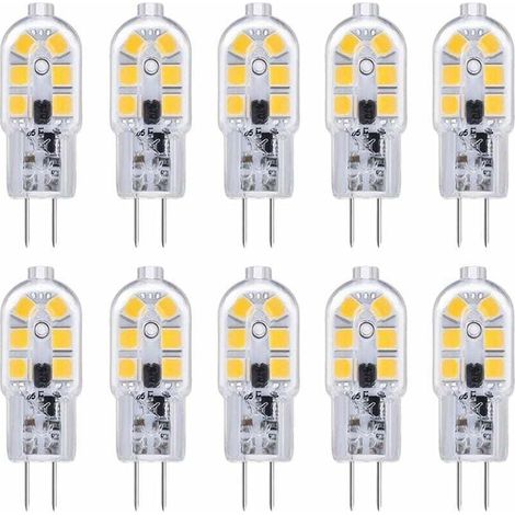 G4 LED-Lampe, G4 LED-Lampe 12 V 2 W Kaltweiß 6000 K, 200 lm, entspricht Halogen G4 Bi-Pin 10 W 20 W, LED-Lampe G4 12 V AC/DC für Campingwagen/Küchenhaube, nicht dimmbar, 10er-Pack, AAFGVC (1/4)