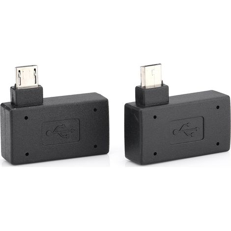 2-teiliger USB 2.0 Micro OTG Adapter (Buchse auf Stecker), 90°-Winkelstecker (links und rechts) (1/5)