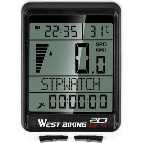 Compteur vélo - Black - Étanche sans fil - 5 langues - 2,1 pouces - Multifonctionnel (1/4)