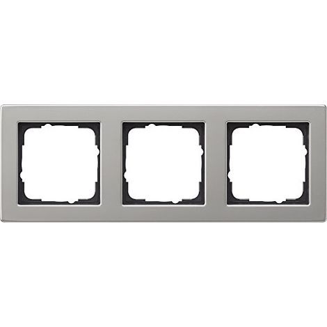 Gira E2 cornice finitura acciaio inox 3 moduli