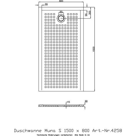 Ricevitore Doccia Hoesch Muna S Con Antiscivolo 1500X800X30Mm Bianco