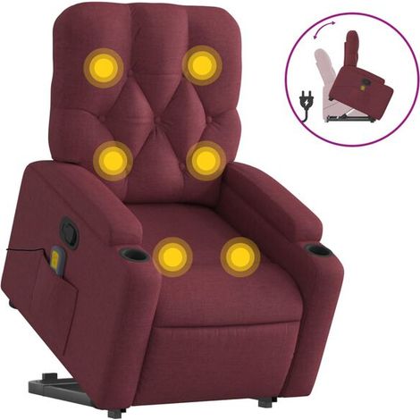Fauteuil de massage inclinable en tissu rouge bordeaux (1/5)