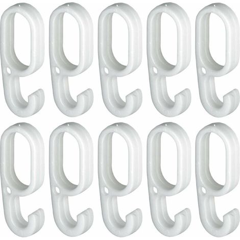 – Lot de 10 crochets en plastique blanc pour tringle ovale 30 x 15mm – Accès facile aux vêtements – Assemblage rapide et solide (1/2)