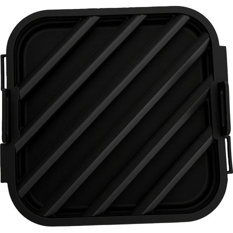 Grille de cuisson surélevée en silicone pour friteuse, plaque de cuisson multifonctionnelle avec système d'égouttage des graisses, compatible four, noire (1/5)