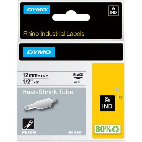 DYMO Rhino - Heat-Shrink Tube 12mm x 1.5m - Black on White (1/4)