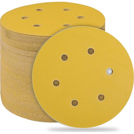 Disques Abrasifs 150mm 50 Pièces, Papier de Verre 6 Trous Grain 220 pour Ponceuse Excentrique, Ponçage Polissage Dérouillage
