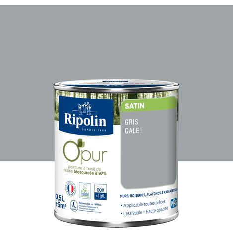 Peinture Couleur à base de résine biosourcée à 97% - Satin - 0,5L - Gris galet - Ripolin (1/5)