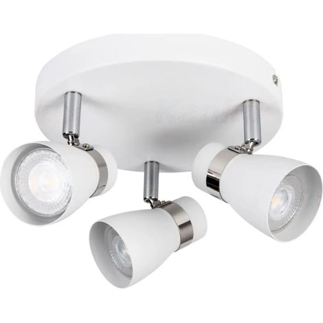 lampada faretto parete soffitto enali bianco orientabile 3 luci tondo GU10 (1/6)