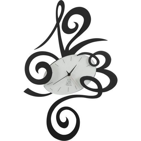 Robin Horloge Murale Moderne Noire Fabriquée en Italie en Acier, d. 45 cm, Silencieuse, Style Minimal pour Maison et Bureau