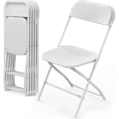 Set de 6 Chaise Pliante, Métal et Plastique, Capacité 158Kg, Pour Jardin et Mariage (1/5)