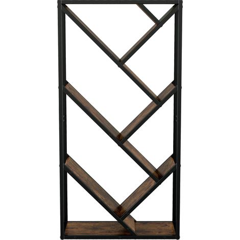 Étagère d'angle arbre 8 étagères 80×35×160 cm en métal noir et MDF, rangement sécurisé pour salon, bureau ou chambre (1/5)