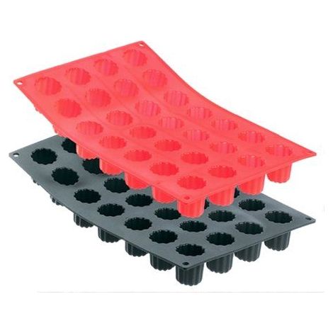 De Buyer 1977.01 Moule Moul\'Flex Noir 28 Mini Cannelés Bordelais - silicone