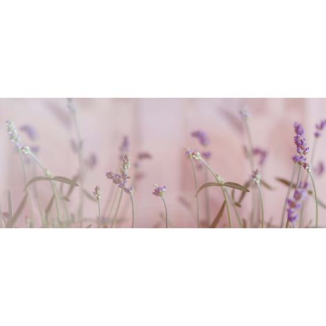 Tableau fleuri rose et violet | Tableau sur toile paysage idéal pour chambre de fille | Tableau fleur lavande pour salon - 1,0 x 0,4 m (1/2)
