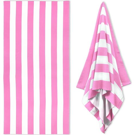 Telo mare in microfibra rosa 90x180 cm, extra morbido, ad asciugatura rapida, leggero, ideale anche come telo da bagno e tappetino per piscina, sport e yoga. (1/5)