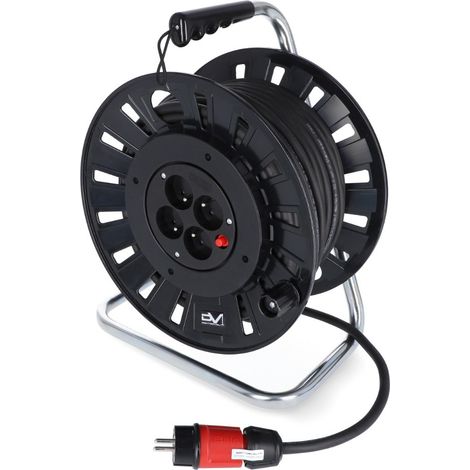 Verlängerungskabeltrommel 25 m, 4 x 230 V/16 A, Gummikabel 3 x 2,5 mm² (1/5)