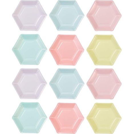 Talking Tables We Heart Piatti di carta esagonali, 6 design, Multicolore, 18 cm, Confezione da 12 (1/4)