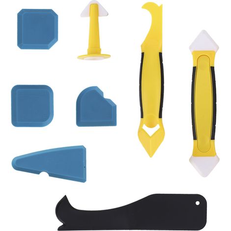 Outil manuel de 8 racloirs à mastic silicone en plastique pour accessoires de quincaillerie industrielle (1/5)