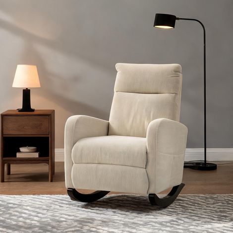 Fauteuil beige en polyester 94 x 67 x 105 cm (1/5)