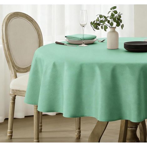Runde Tischdecke 120 cm Teal abwaschbar wasserabweisend für Garten & Outdoor