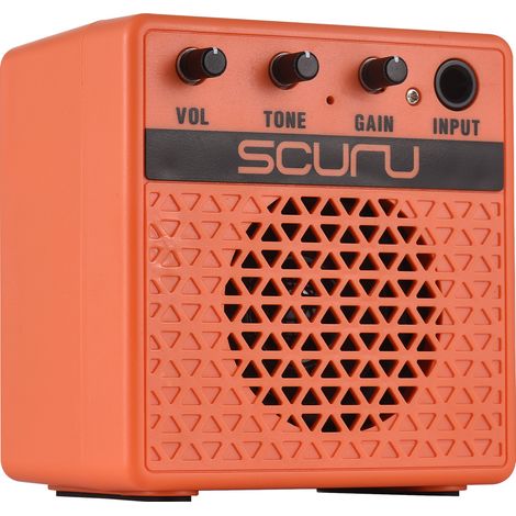 Ampli guitare électrique portable Scruu 8W, idéal pour la pratique quotidienne et les performances de rue. Amplificateur rechargeable avec connexion Bluetooth/casque. Effets clairs et saturés intégrés (1/5)