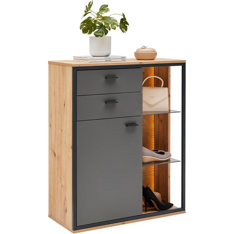 Mömax Schuhschrank Florenz Grau/Eiche Artisan (1/5)