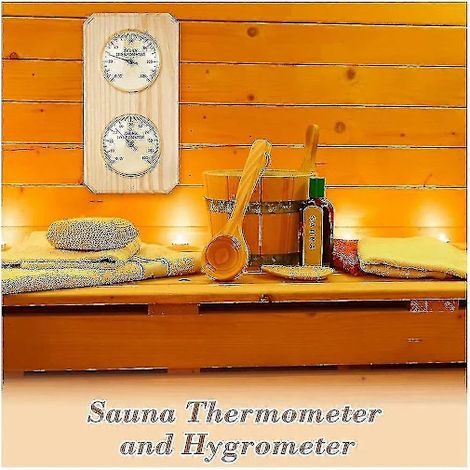 Thermomètre et hygromètre en bois pour sauna 2 en 1, mesure de l'humidité et de la température, pour la famille, l'hôtel et le sauna. (1/4)