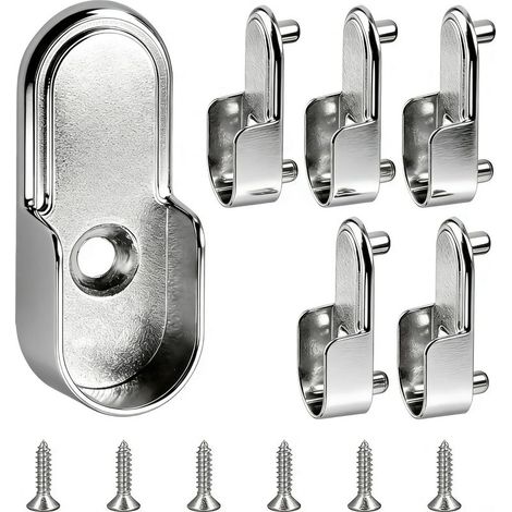 6-teiliges Schrankhalterungsset, vernickeltes Metall, 44 x 17 mm, für Kleiderschrank, Ankleidezimmer oder Garderobe (1/5)