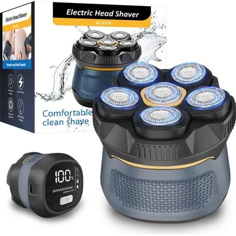 ®Rising FF Rasoir Tête Chauve Homme 6D Rasoir Electriques Hommes Cheveux 160 mins d'autonomie Rasoir Crane Homme Chauve Étanche Type-C (1/5)