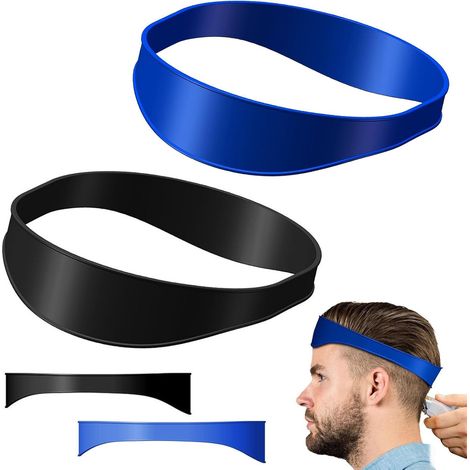 Set da due pezzi: fascia curva in silicone per tagliacapelli, guida auto-tagliante, manichino per la rasatura del colletto, rifinitore per la cura della barba da uomo, strumenti professionali per parr