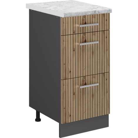 Meuble cuisine R-Line, Chêne Artisan, 40 cm PT Marbre, Vicco