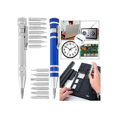 8-in-1 Multifunctional Mini Screwdriver Pen for Camera, TV and Phone (Blue) (1/2)