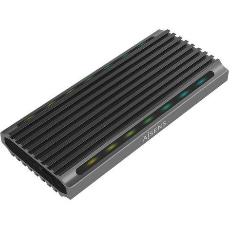 AISENS CAJA EXTERNA M.2 RGB GAMING ASM2-RGB011GR SATA/NVME A USB3.1 GEN2, GRIS (1/4)