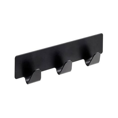 Hettich Hakenleiste Edelstahl 3-reihig 12 x 3,1 cm selbstklebend schwarz matt