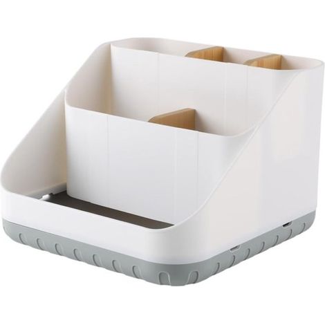 Porte-brosses à dents pratique à 3 rangées et 6 compartiments, organisateur de salle de bain avec base amovible, pieds antidérapants et système de drainage, idéal pour les brosses à dents électriques (1/5)