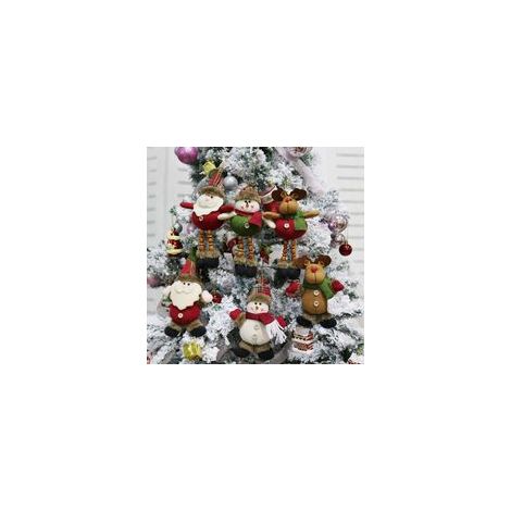 Lot de 6 décorations de Noël en peluche à suspendre (Père Noël, bonhomme de neige, renne) –
