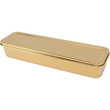 Plateau à couverts en acier inoxydable doré avec couvercle et égouttoir intégré. (1/5)