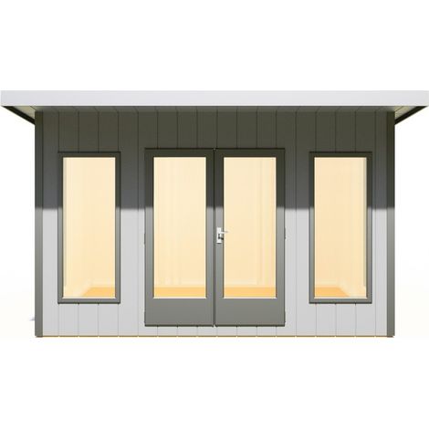Cali 12 x 8 Feet Pent 1 Garden Office - OSB/MDF - L334 x W402 x H246.1 cm