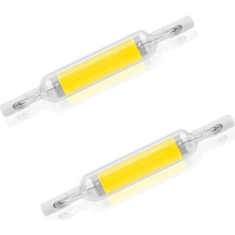 Lot de 2 ampoules LED R7S 10 W 78 mm à intensité variable blanc froid 6000-6500 K 100 W halogène J78 de remplacement, tube de base R7S à double extrémité, angle de faisceau 360, économie d'énergie (1/4)