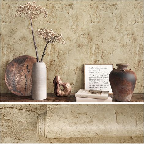Papier Peindre Effet Béton Brun Vieilli Adhésif Beton Texturé Loft Industriel Rouleau Décoratif Chambre Salon Salle de Bain Imperméable Amovible 40cm x 300cm (1/5)